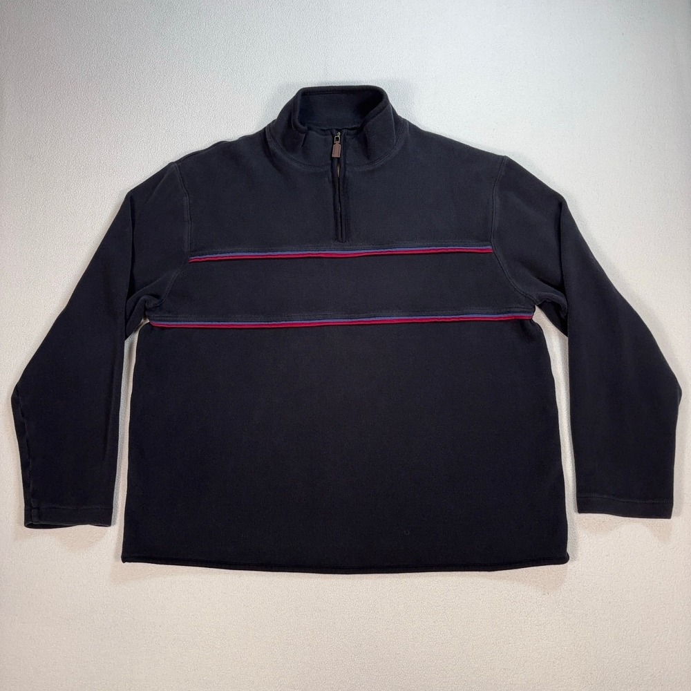 Pendleton 1/4 Zip Men's L Black 100% Cotton Pullover Sweater Y2K Grandpa Office‎